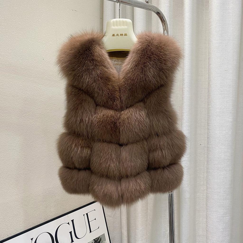 Fox fur vest women's autumn and winter new women's vest fashionable and thin short coat