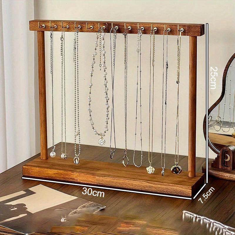 

Подставка-органайзер для украшений из массива дерева, настольная стойка для подвешивания ожерелий, для цепочек, серег, браслетов, витрина, стойка для хранения 12hooks