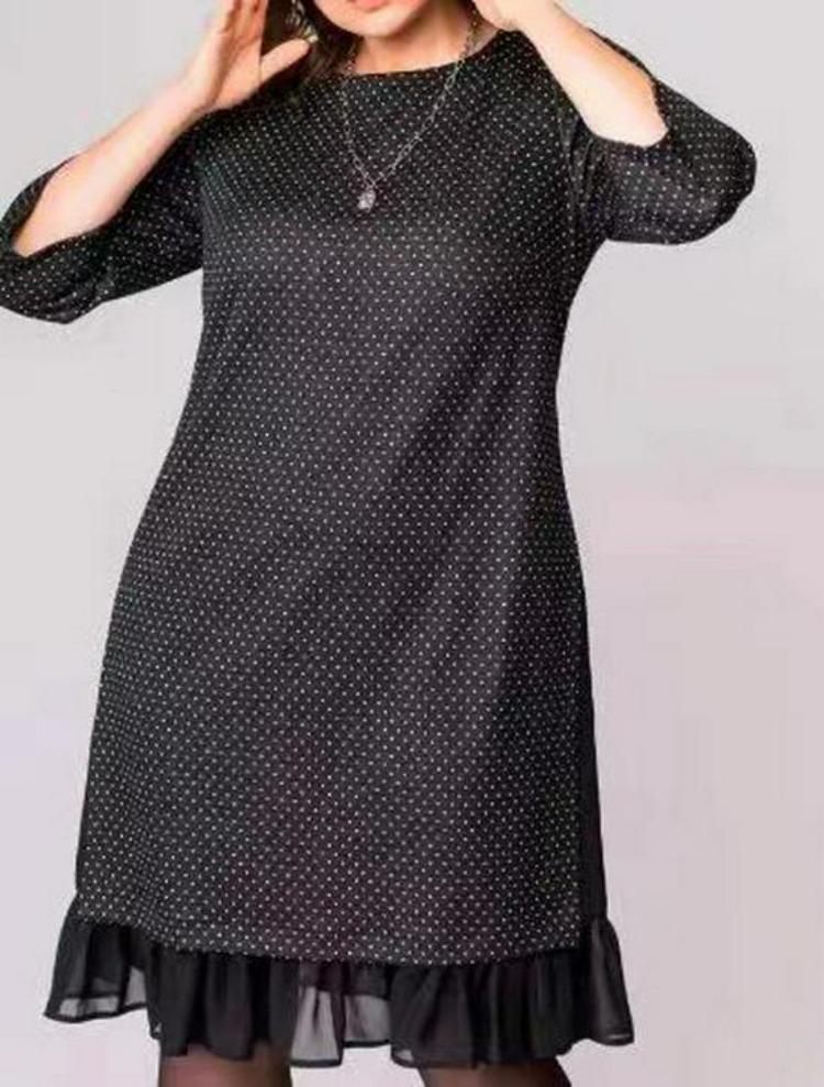 Black Polka Dot Dress Elegant Summer Middle Aged Women S чёрный