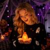 Halloween Ghost Night Light Decorative Figurine with Pumpkin Shape LED Lighting for Holiday Indoor Tabletop Display