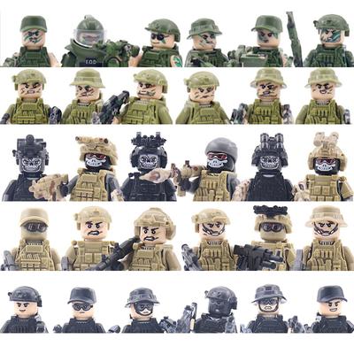 City Police Camouflage Special Forces Building Blocks Army Soldier Figures Ghost Commando Military Weapon Vest Bricks Kids