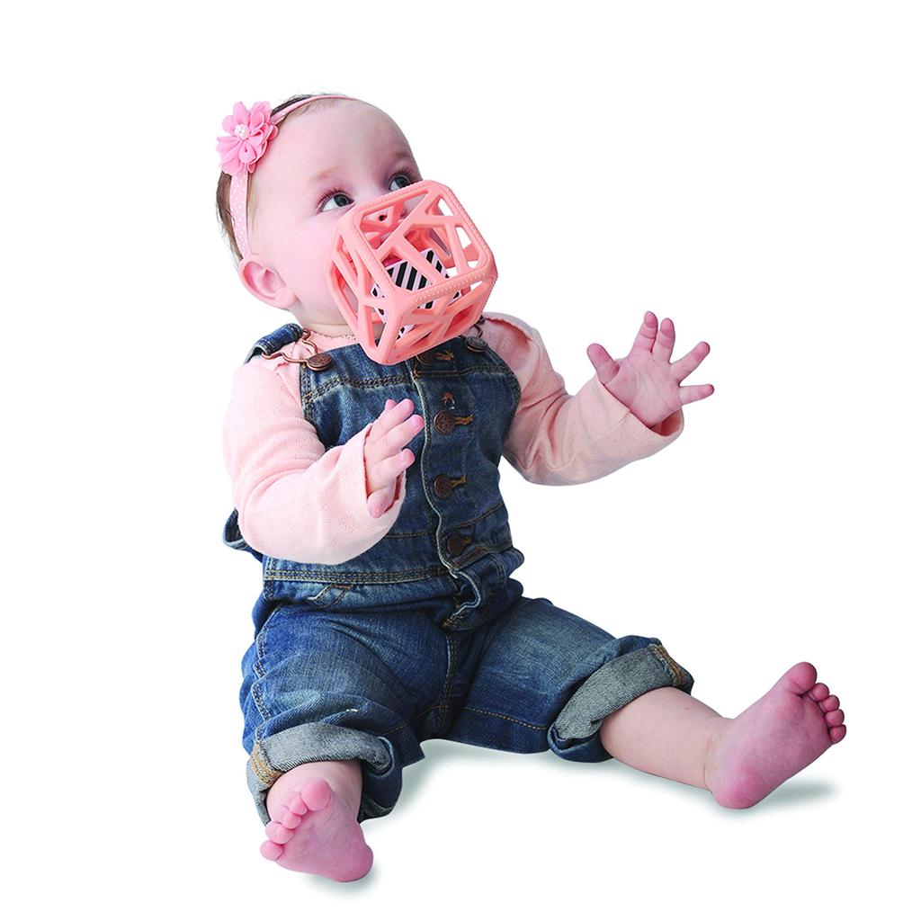 Malarkey Kids Chew Cube Teether Japanese Pacifier [Official Product] Toy, Pink, MK-CC05PI
