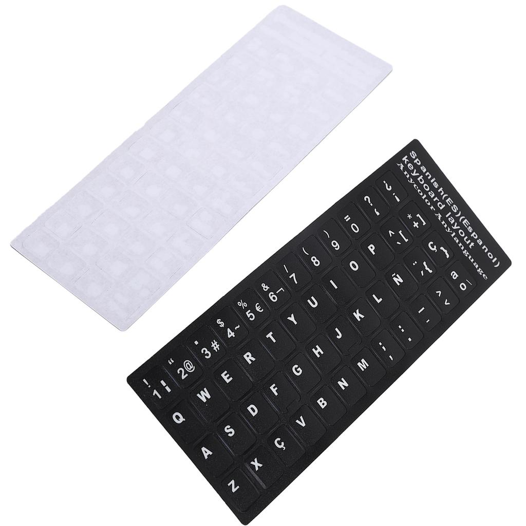 Keyboard Sticker Spanish Waterproof Black Background for 10in To 17in Laptop Notebook Desktop Computer
