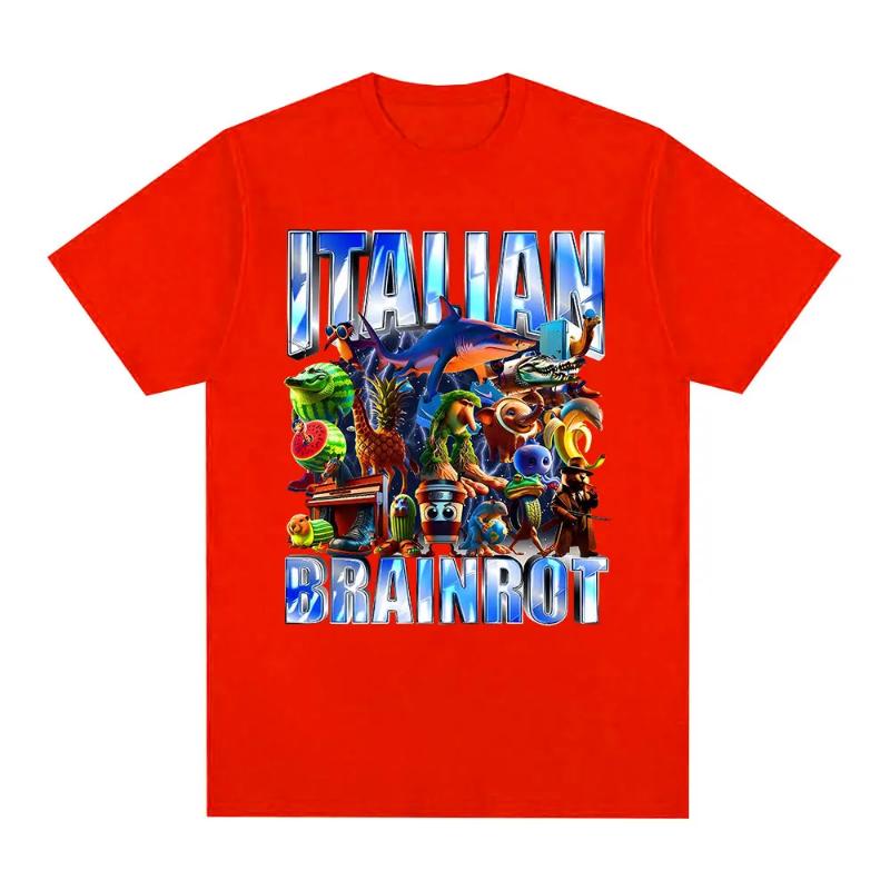 Italian Brainrot Tralalero Tralala Tung Tung Tung Sahur Bombardiro Crocodilo Funny Meme Graphic T-shirt Children  Fashion Tshirt