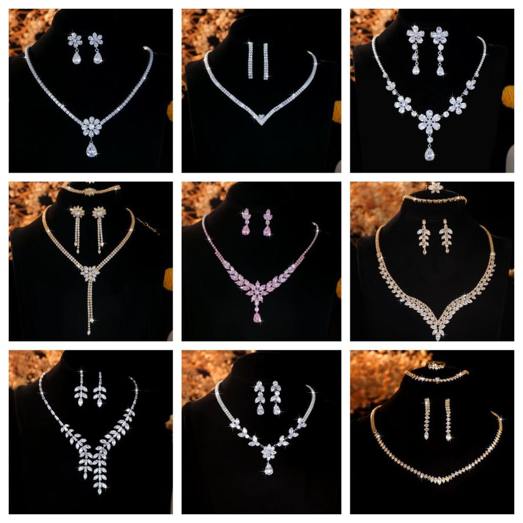 Elegant Crystal Necklace & Earrings Set for Weddings and Banquets