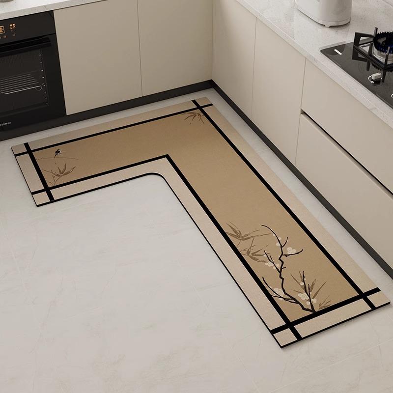 

Кухонний килимок для підлоги Діатомітова глина L-подібні ПВХ м які килимки для підлоги Супер нековзкий Вбираючий Праний Домашній декор Килим 1pc 100x150x45cm