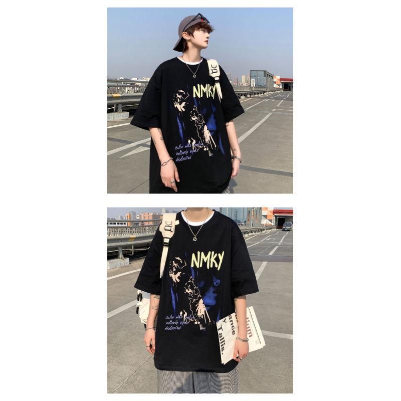 American Retro High Street T-shirt Men's Summer Oversize Trendy Brand Short-sleeved Men's Clothing Design Sense Niche Trend Tops