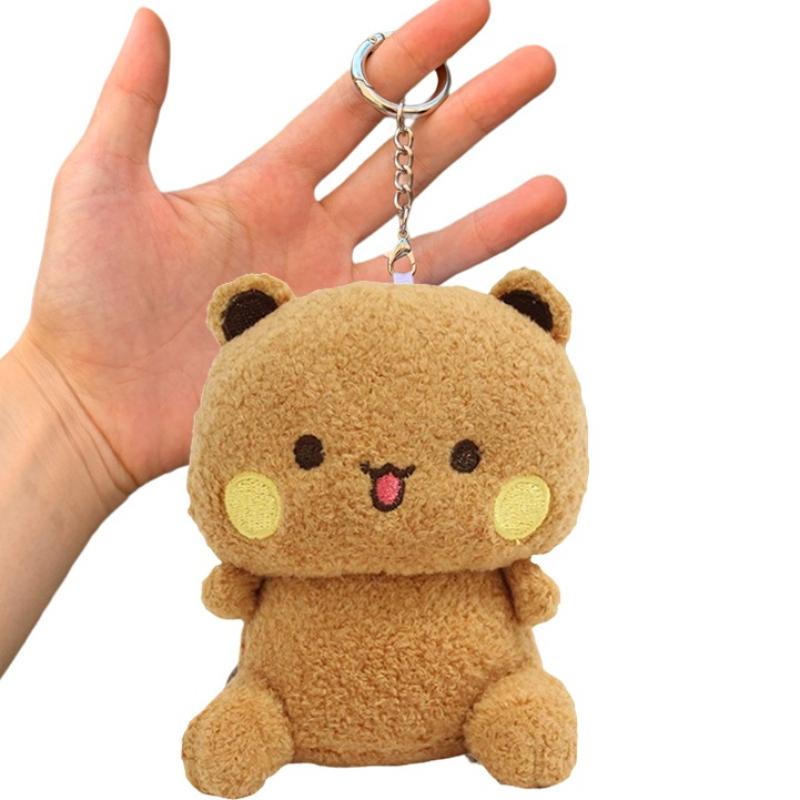 Cartoon Panda Bear Doll Plush Pendant KeyChain Cute Panda Bubu and Dudu Pendant Dolls Couple Gift Kawaii Fluffy Brown Bear Toy