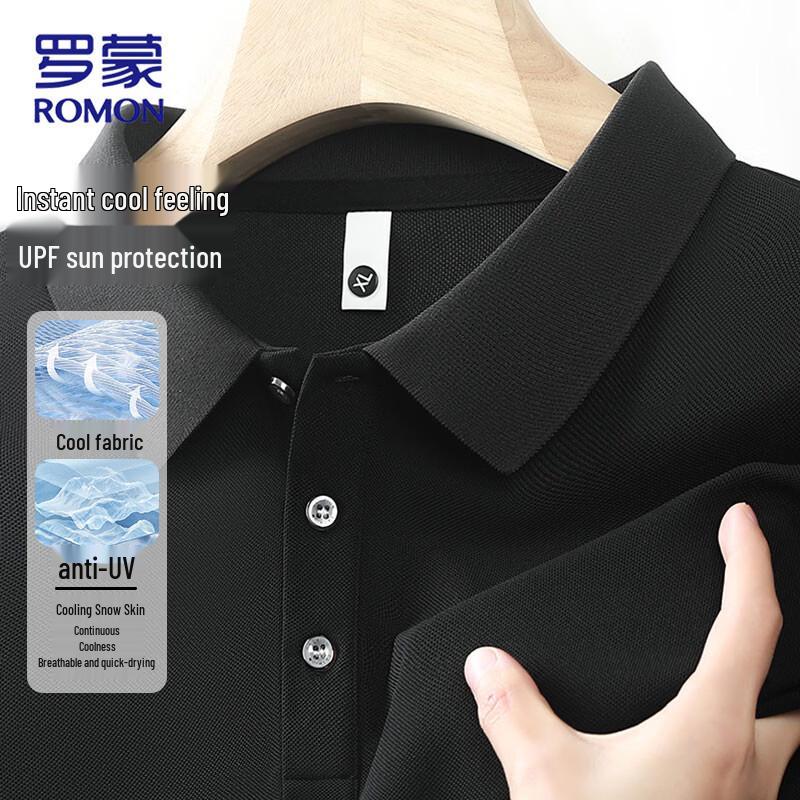 ROMON Men s Ice-Feel Breathable Short-Sleeve Polo Shirt L