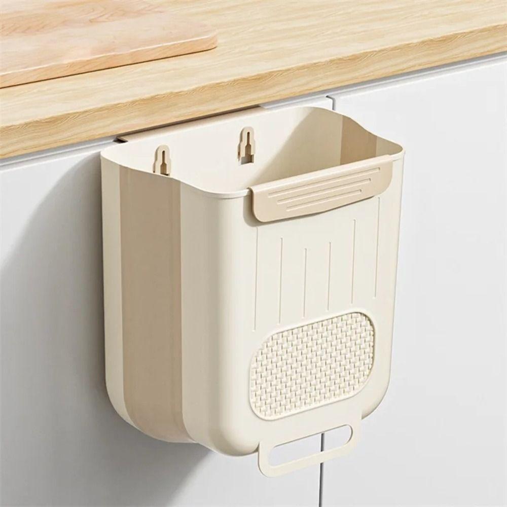 Punch-free Foldable Trash Can Space-saving Toilet Storage Bucket Wall Mount Trash Bin Bathroom