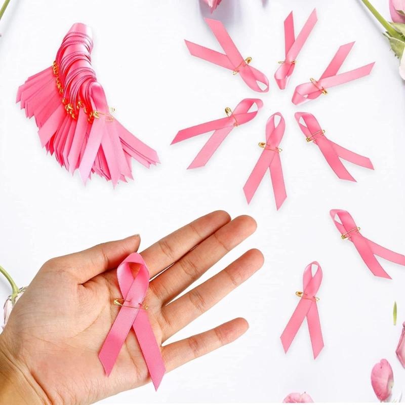 100pcs Awareness Enamel Lapel Pin Ribbon Brooch Breast Cancers Health Care Public Welfare Badges Jewelry Accessories