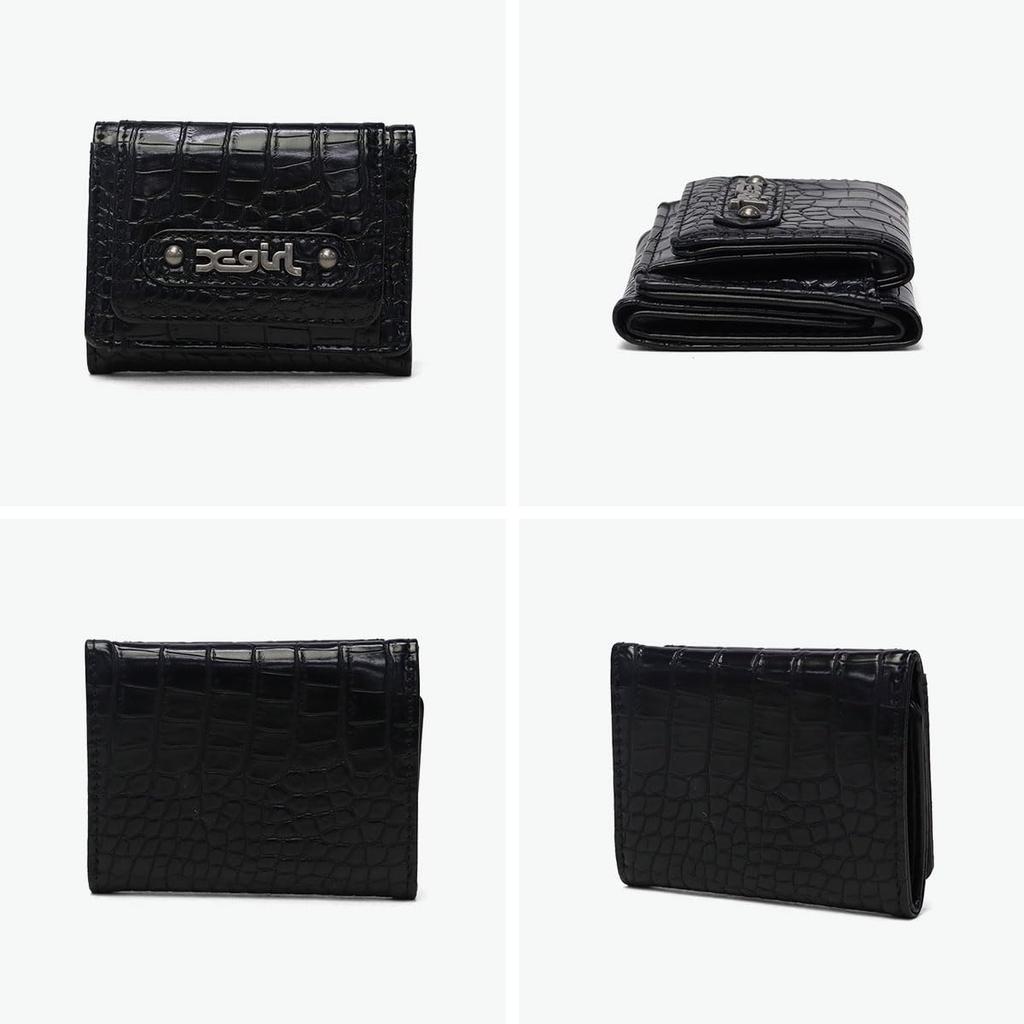 Mills Logo Faux Croco Mini One Size X-girl Wallet, 105254054018, Black,