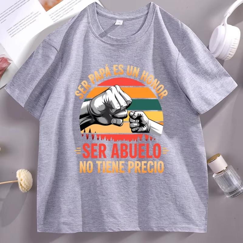 Ser Papa Es Un Honor TShirts Spanish Grandfather T Shirt Retro Grandpa Tshirt Casual pure Cotton Short Sleeve Round Neck Tees