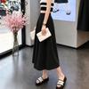 Women's 7/8 Length Ice Silk High Waist Wide-Leg Skirt Pants