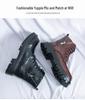 New Men's High-Top Leather Martin Boots - Autumn/Winter European & American Fashion, Lace-Up Motorcycle Ankle Boots.