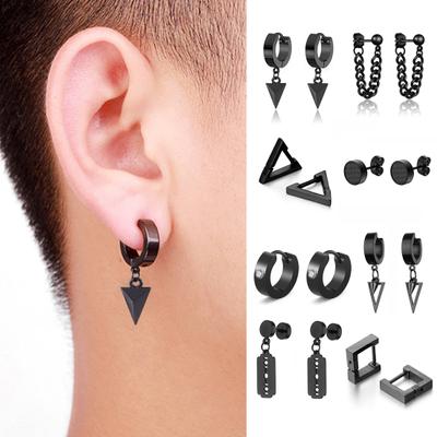 1 Adet Erkek Saplama Küpe Düz Renk Punk Tarzı Çok Şekilli Gotik