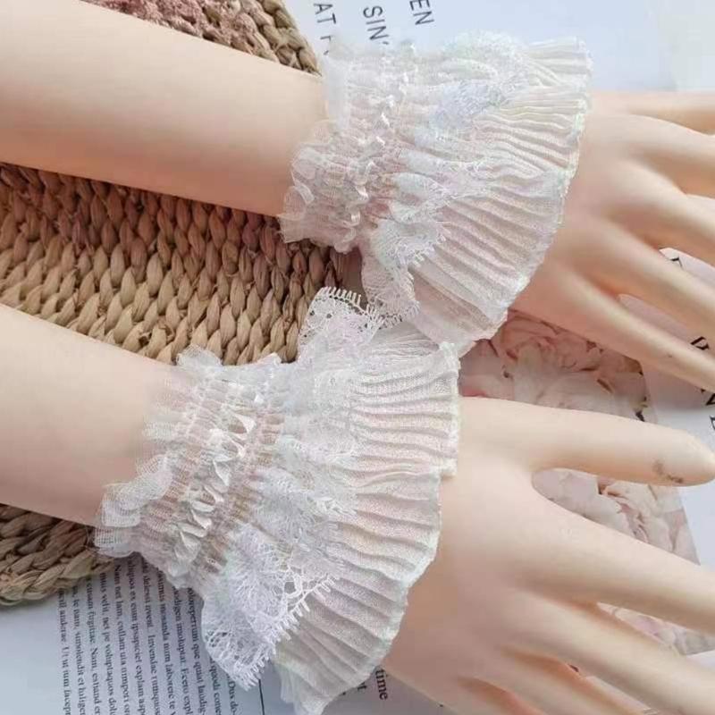 Dekorative Armstulpen für Damen Elastische Stulpen Spitzenbesatz Hemdärmelstulpen Sommer Handgelenk Sonnenschutz-Accessoires