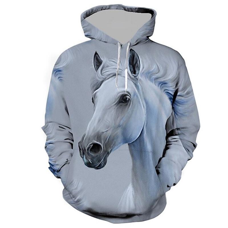 

Autumn 3D Colorful Horse Graphic Printed Hoodies Fashionable Casual Sports Long Sleeved Men s Hooded Sweatshirts 6XL