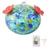 Stained Glass Hummingbird Feeder Droplet Shaped Hanging Birds Feeder Hummingbird Feeder with 2 Flower Feeding Ports for Outside Garden Courtyard