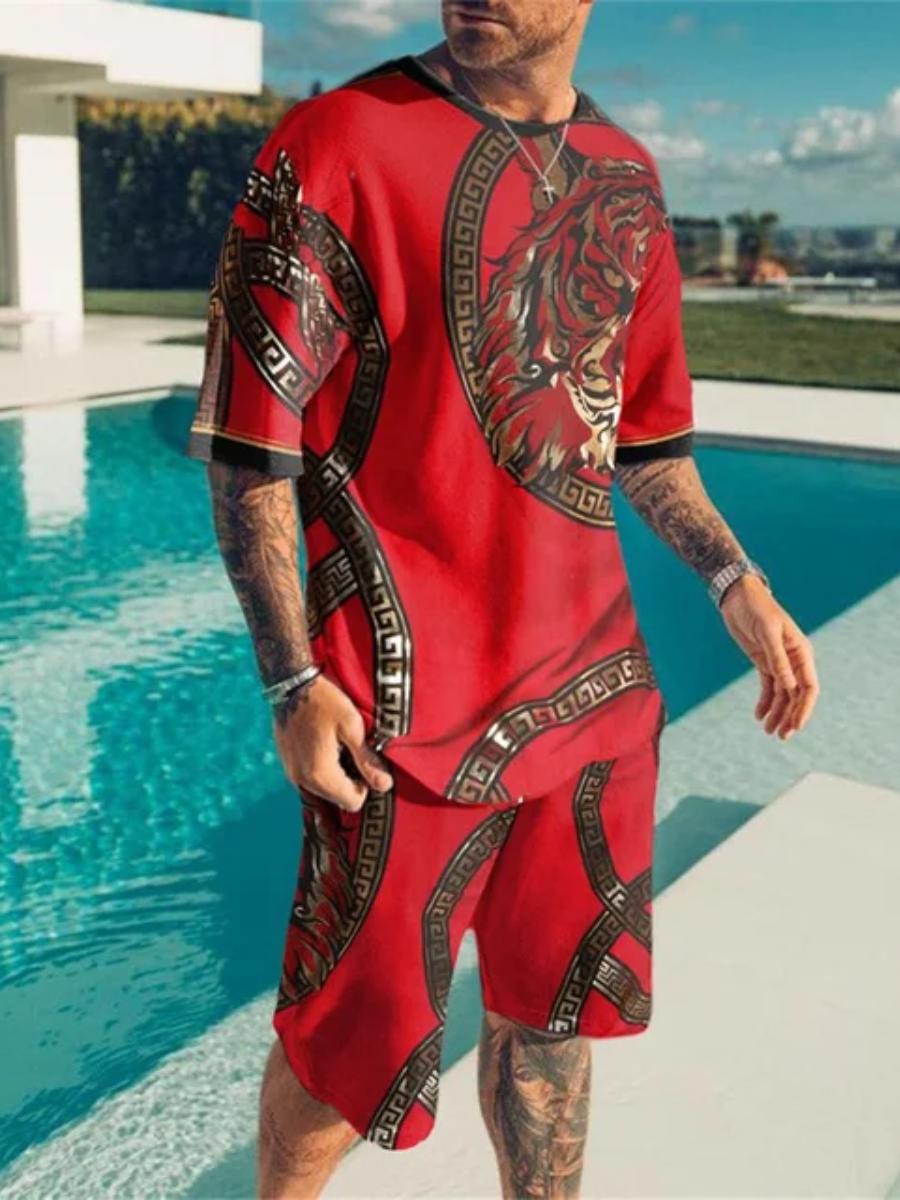 

Новые летние мужские комплекты, шорты, наряды, мужские футболки, уличная футболка, повседневный спортивный костюм с 3D принтом и круглым вырезом, пляжная спортивная одежда большого размера 6XL