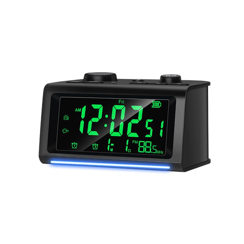 Portable Speaker Bluetooth Alarm Clock Recording Reminder Multifunctional LCD Color Screen Night Light Electronic Alarm Clock чёрный