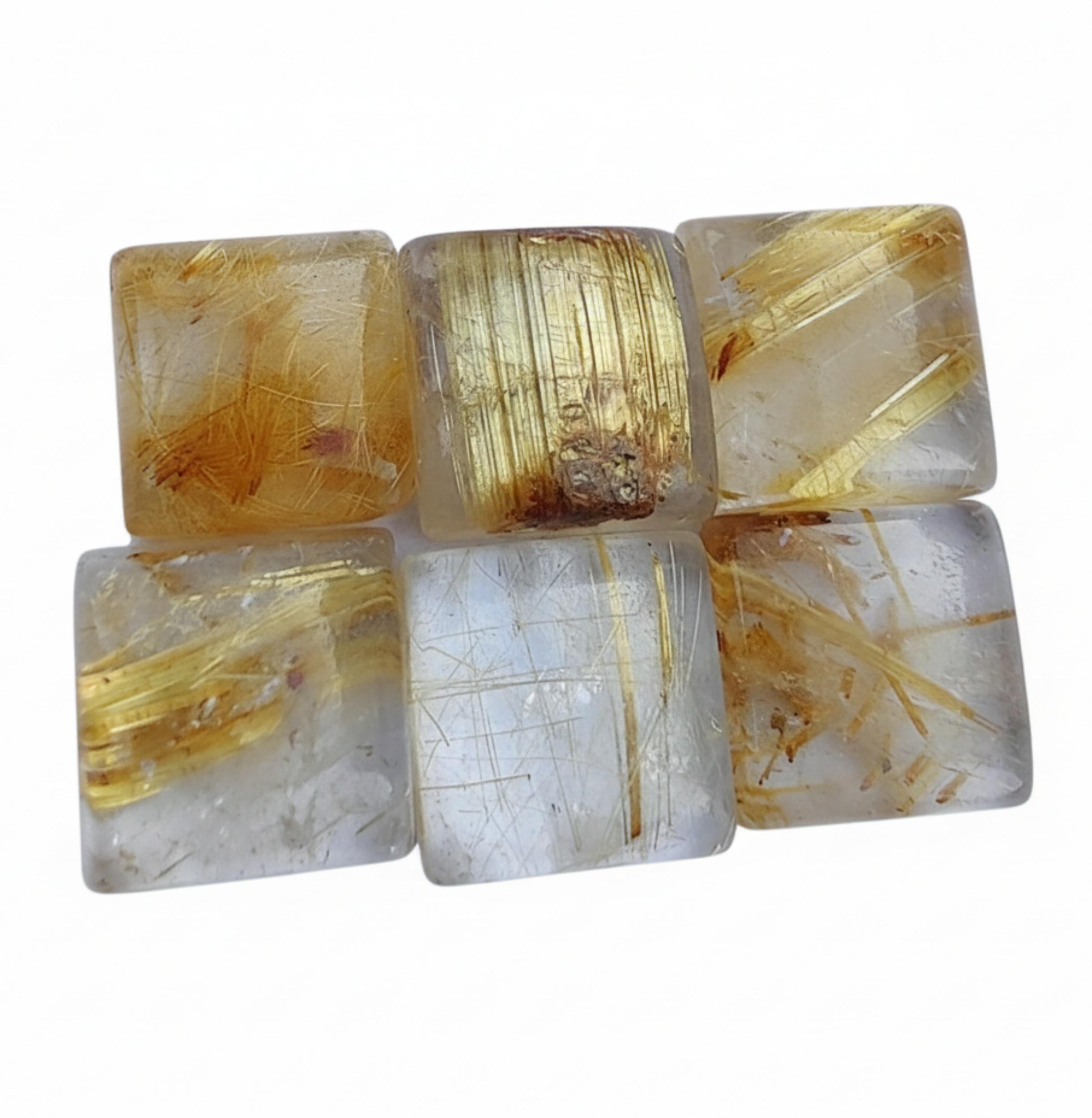 

Natural Golden Rutile Cabochons - Square Shape Gemstones AAA+ Quality 5mm