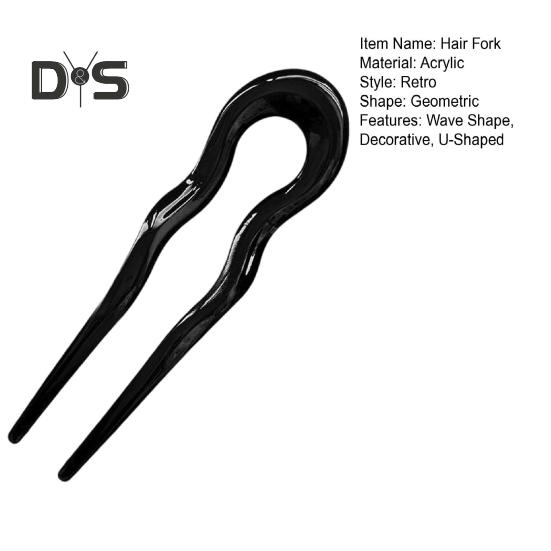 Acrylic Hair Fork Wave U-Shaped Hairpin Women Back Head Bun Headgear Lightweight Daily Use Hair Accessory