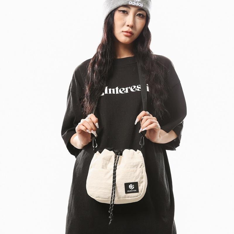 2025 Sports Messenger Bag Casual Small Bag Street Men's and Women's Functional Mobile Phone Bag Drawstring Couple Convenient Shoulder Bag