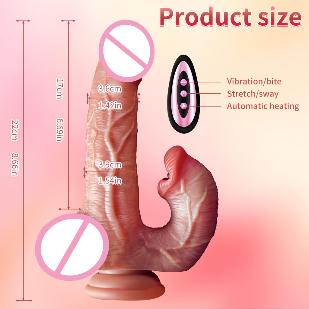 Realistic Dildos Sex Toys Telescopic Heating for Women Masturbation Anal Thrusting Penis Climax Dildo Vibrator G-spot Clitoral and Vaginal Stimulation