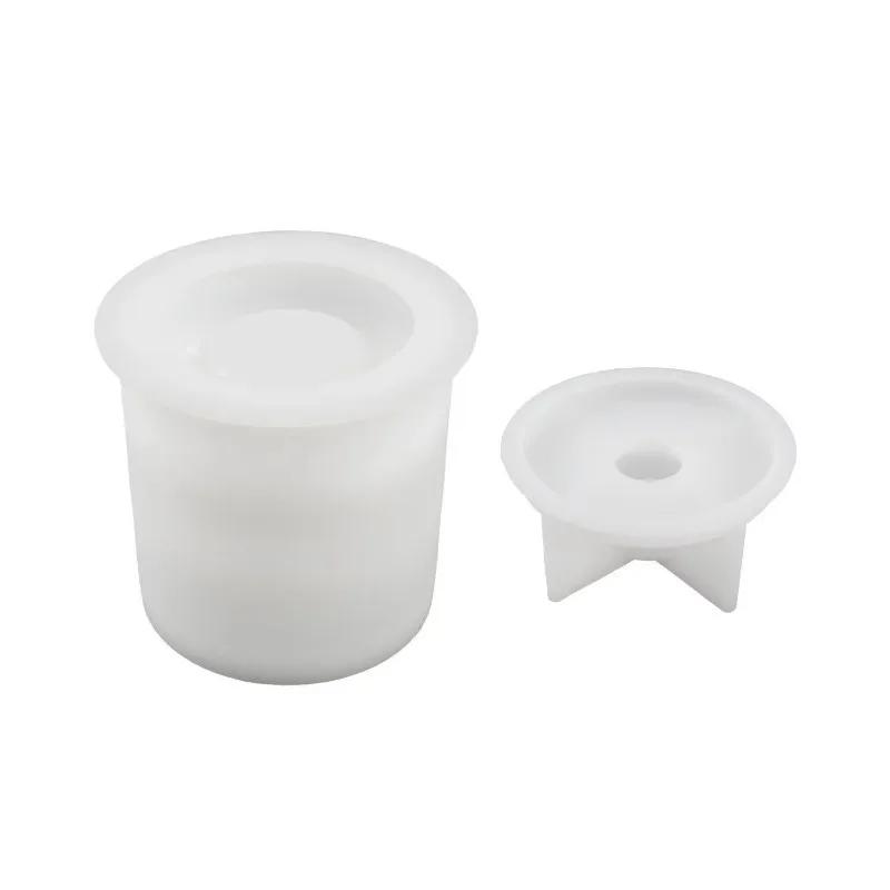 Cylindrical DIY Ceramic Mold With Lid Candle Can Silicone Mold Storage Box Gypsum Resin Mold Home Decoration Candle Container