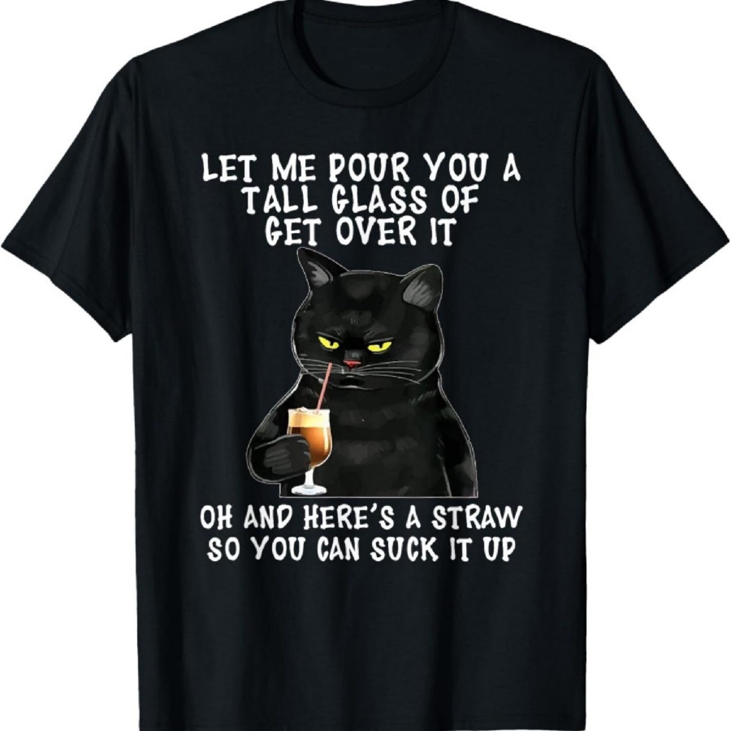 Забавная футболка с черным котом S