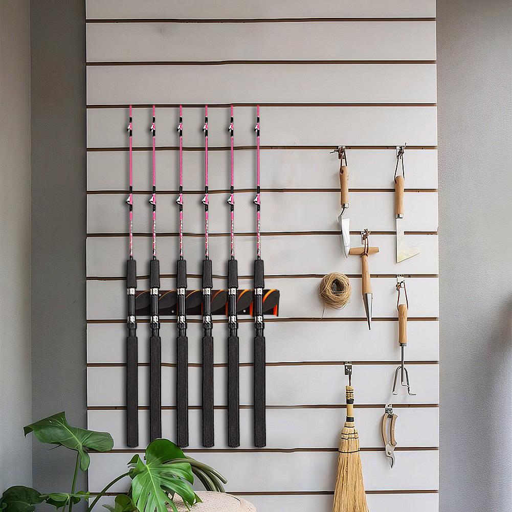 Wall Mount Fishing Rod Rack Fishing Pole Holder Holds Up To 6 Rods Fishing Rod Storage Rack Anti Slip for Garage Storage