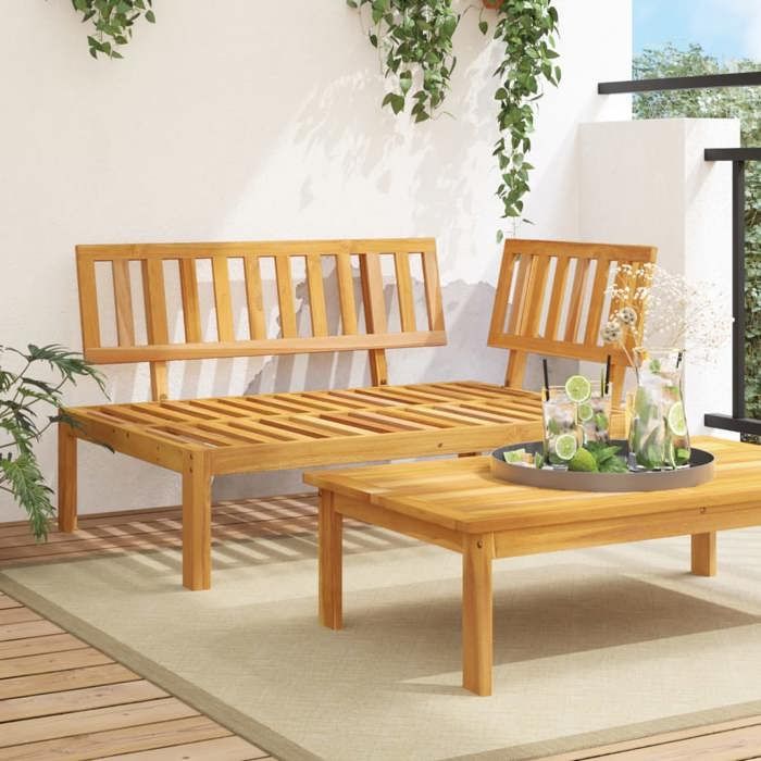 VidaXL Canapé d'angle palette de jardin bois massif d'acacia, canapé palette en bois, banc d'extérieur, meuble de jardin, 365844