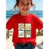 European sizes Girls' 4-Panel Cute Corgi Print Short Sleeve T-Shirt - Casual Round Neck Regular Fit, Soft Cute Multiple Expression