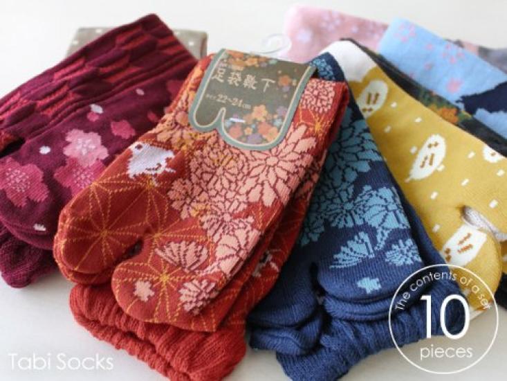 Tabi Modern Japanese Style Sizes [box408] Women's Socks, 10-Pair Set, Series, 22-24cm