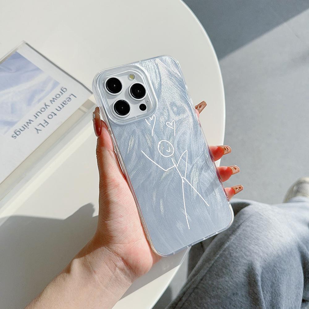 

Чехол N80 Cartoon Matchman с прозрачной рамкой для Samsung S25 Ultra A55 iPhone 16 Pro Xiaomi Redmi Note 13 с текстурой перьев из шифона и серебряным покрытием itel RS4