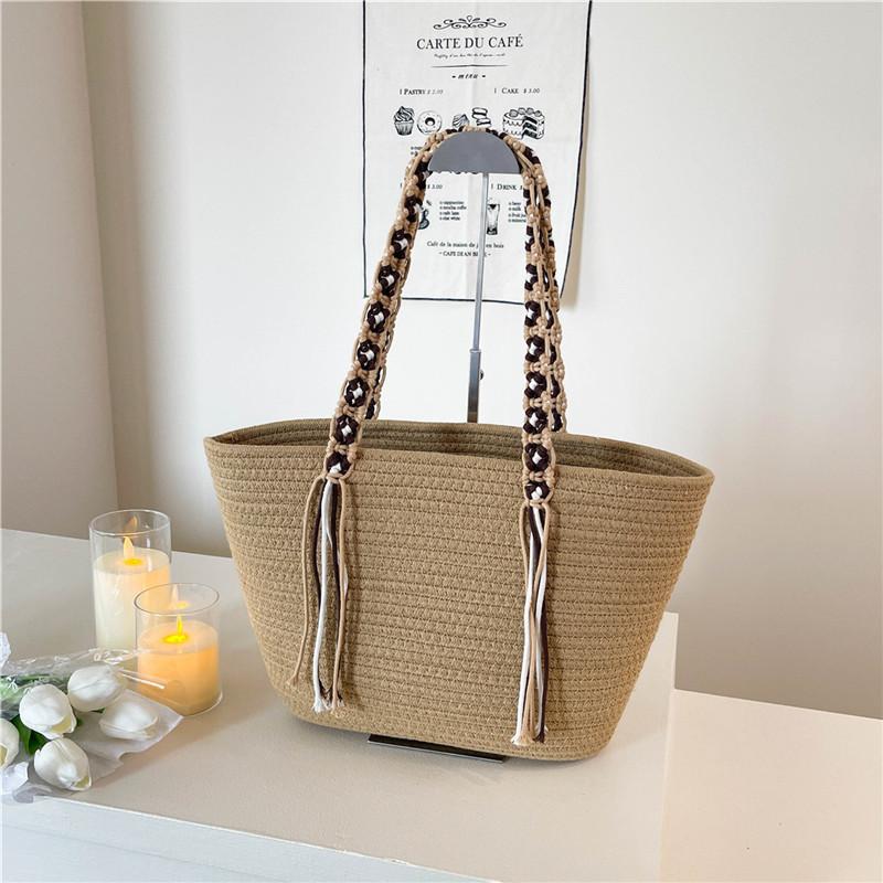 25 Years of Summer New Tote Bag Large Capacity Fashion Versatile Woven Bag Vacation Style Lazy Simple Shoulder Bag Women