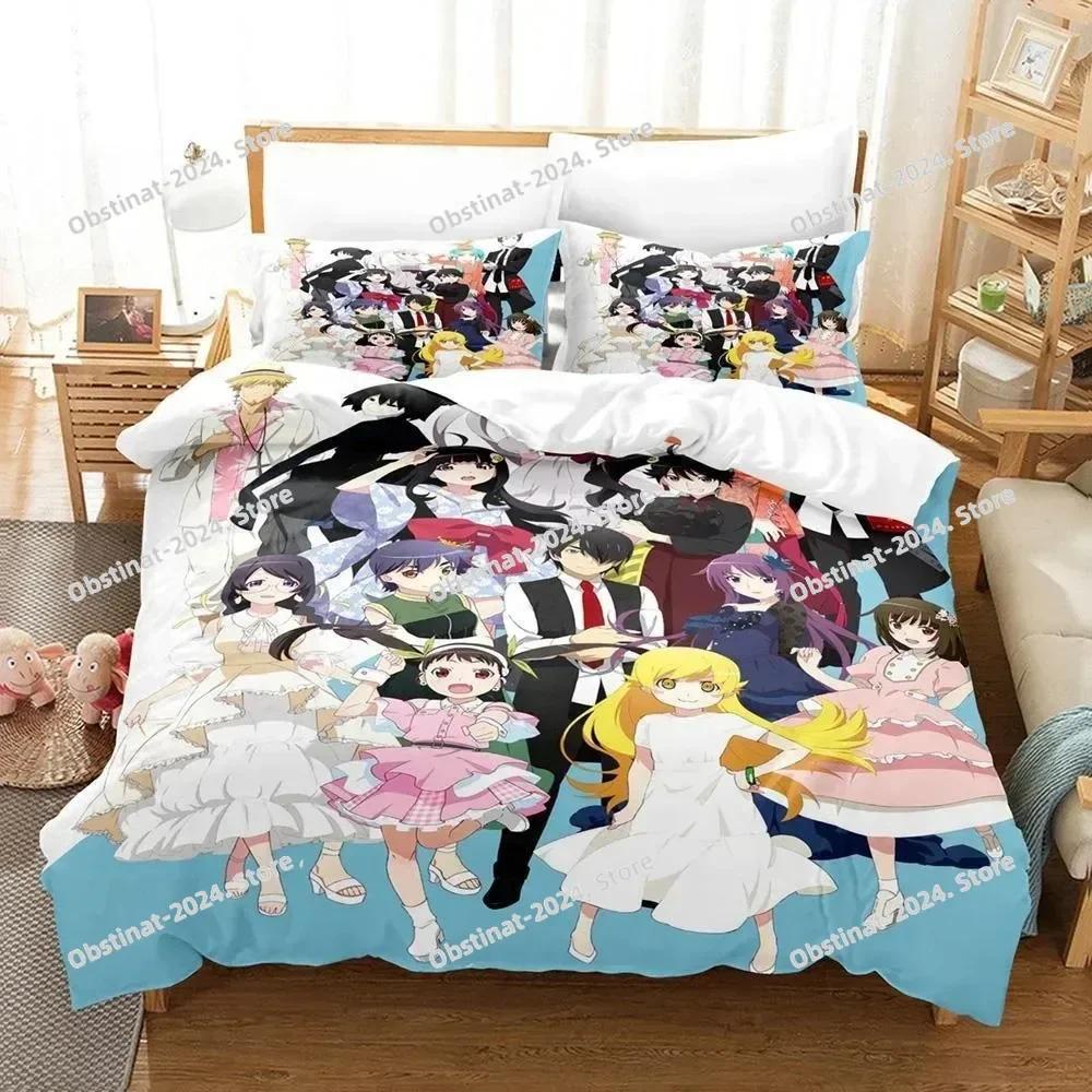 Fashion Anime Monogatari Series Bedding Set Printed Bed Set With Pillowcase Bed Duvet Cover Single Double Queen Super King Size