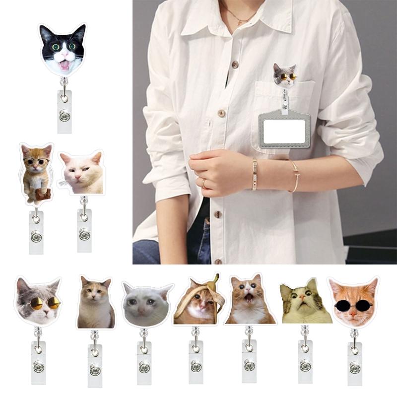 Portable Cats Looks Styles Badge Clip 360 Degree Rotation Easy To Attach for School Office Supplies or Event Use