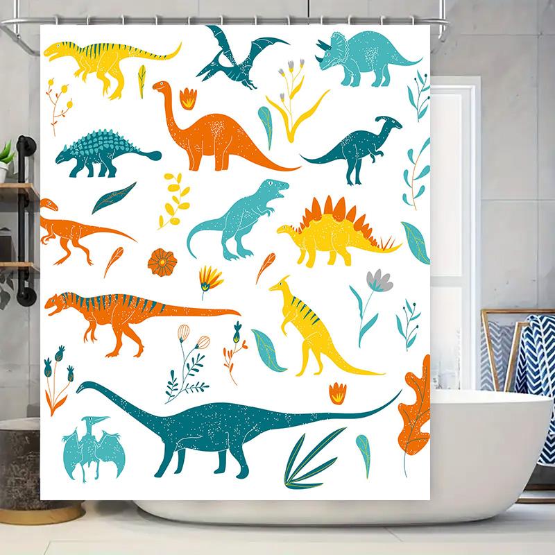 

Stylish Vibrant Dinosaur Shower Curtain Perfect Addition for Your Bathroom Decor 90x180cm