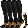 Women's Solid Color Knee-High Copper Ion Compression Socks for Cycling