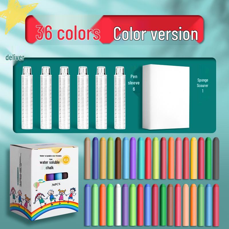 Large Dustless Erasable Chalk Set - Water-Soluble, Colored & White for Teachers & Kids
