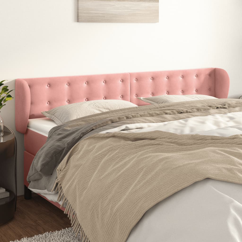 Headboard with Ears Pink 163 X 23 X 78 88 Cm Velvet