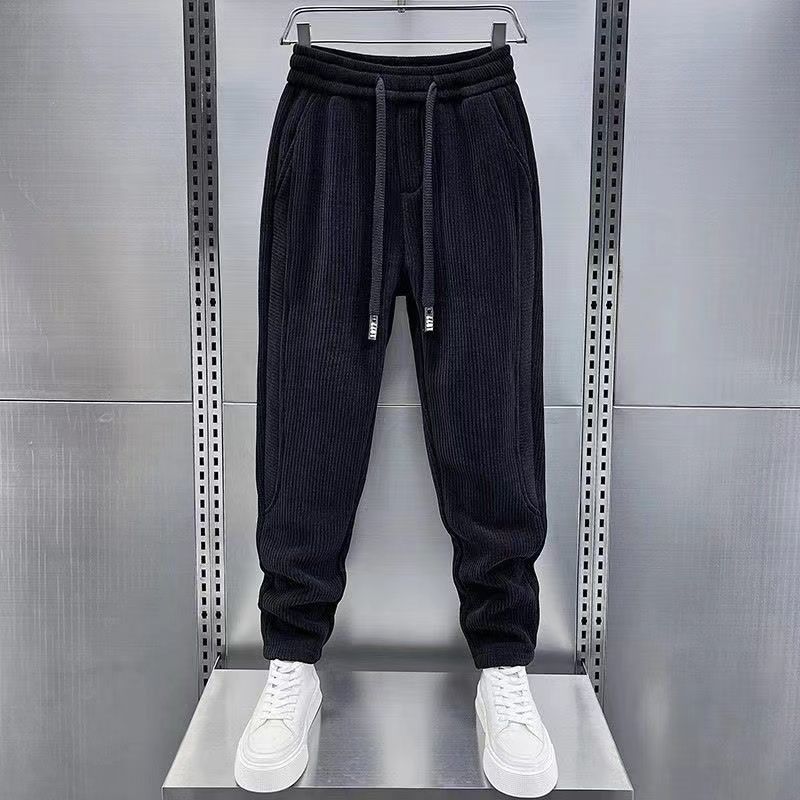 

Осенне-зимние повседневные брюки с эластичной талией, брюки-шаровары для мужской моды, спортивные вельветовые флисовые джоггеры, широкие брюки XS