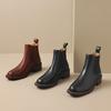 Krazing Pot Cow Skin Autumn Winter Shoes Concise Thick Heels Size 43 Size 42 Chelsea Boots Round Toe Slip on Retro Ankle Boots