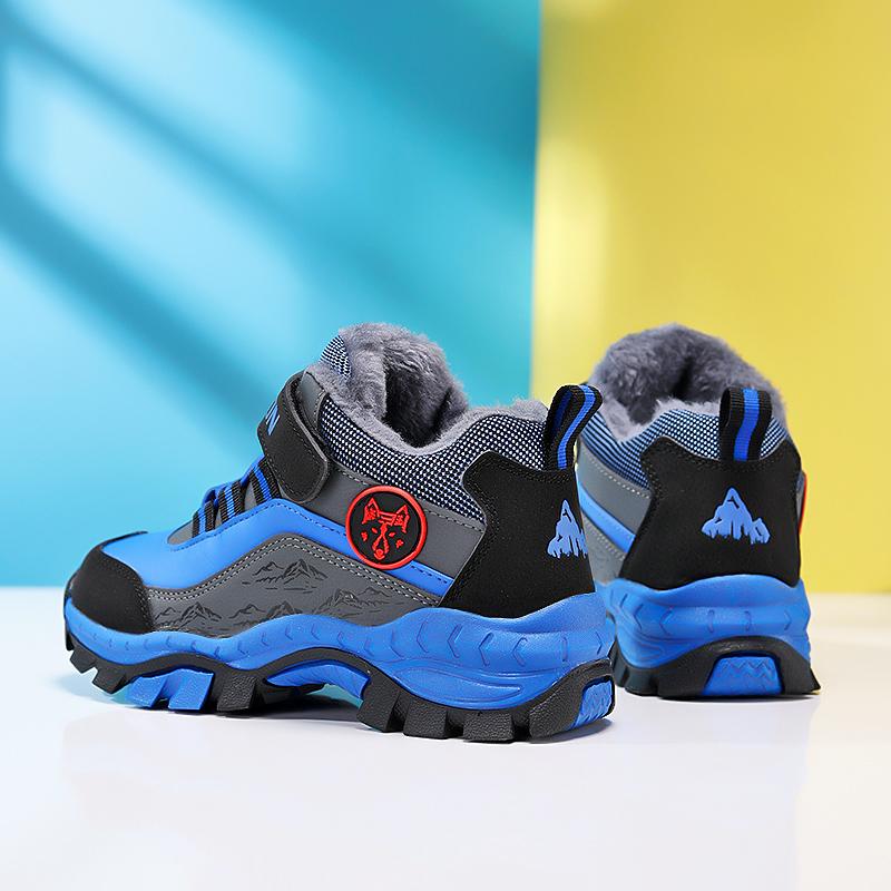 Winter Kid's Snow Boots with Plush Anti Slip Wolf Claws Hiking Cotton Shoes