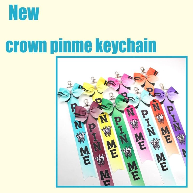 10pcs Glittering Rhinestones Bowknot Keychains Bulk Pack Cheerleading Team Spirit Accessories for Backpacks Bags