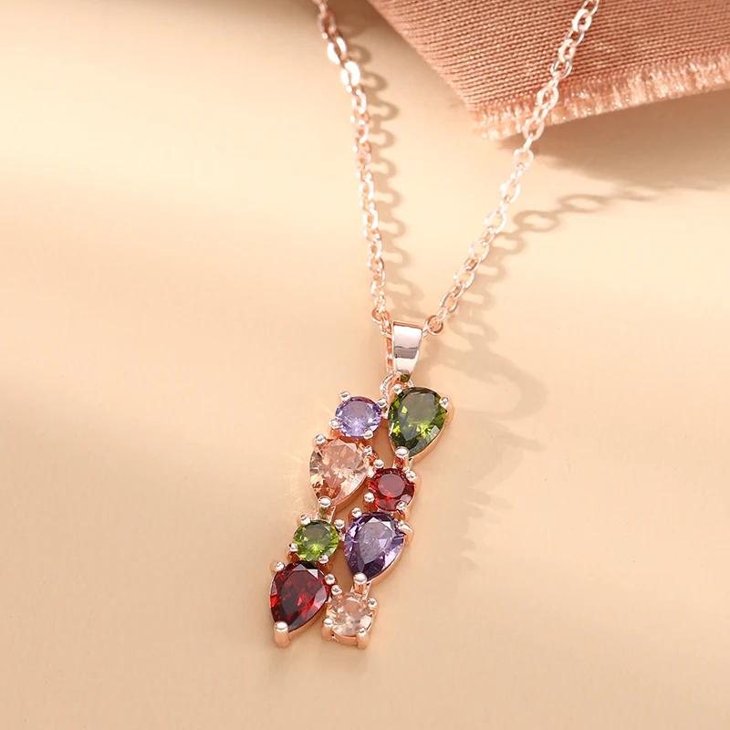 Zircon Set Mona Lisa Zircon Necklace Earrings Colorful Necklace Earrings Sets for Female Luxury Fashion Wedding Jewely Sets