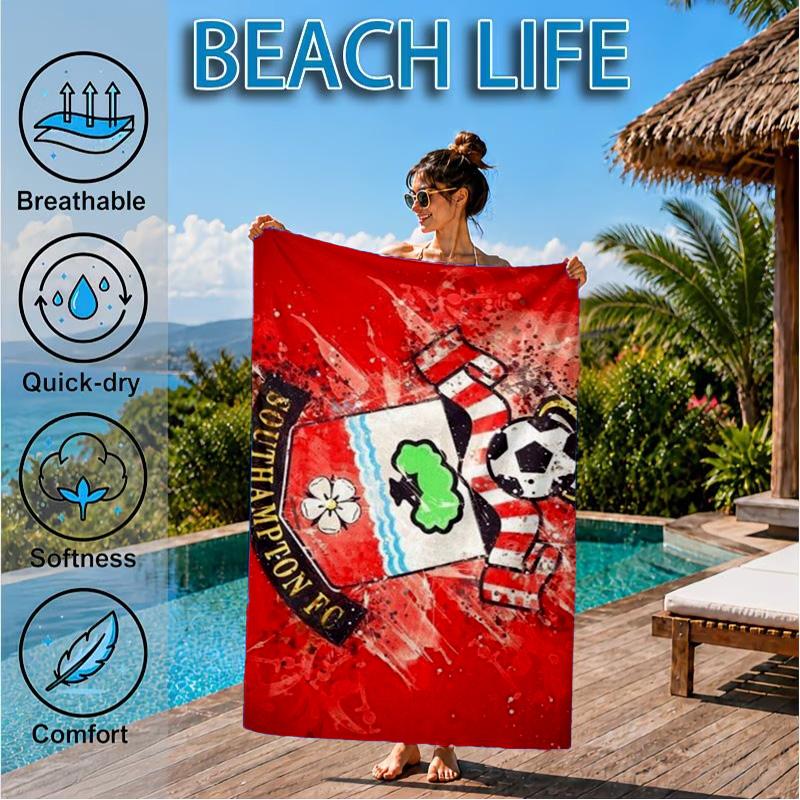 FC-Wappen-Design aufgedrucktes Mikrofaser-Strandtuch, Weich und saugfähig, Schnell trocknend, Ideal für Sommerreisen, Strand-Essential, Schwimmbad