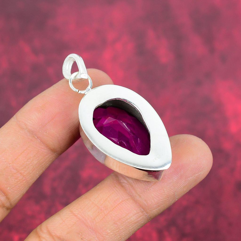 Pandantiv cu ametist roz, pandantiv cu pietre prețioase lucrate manual, bijuterii cu design unic pandantiv din argint 925